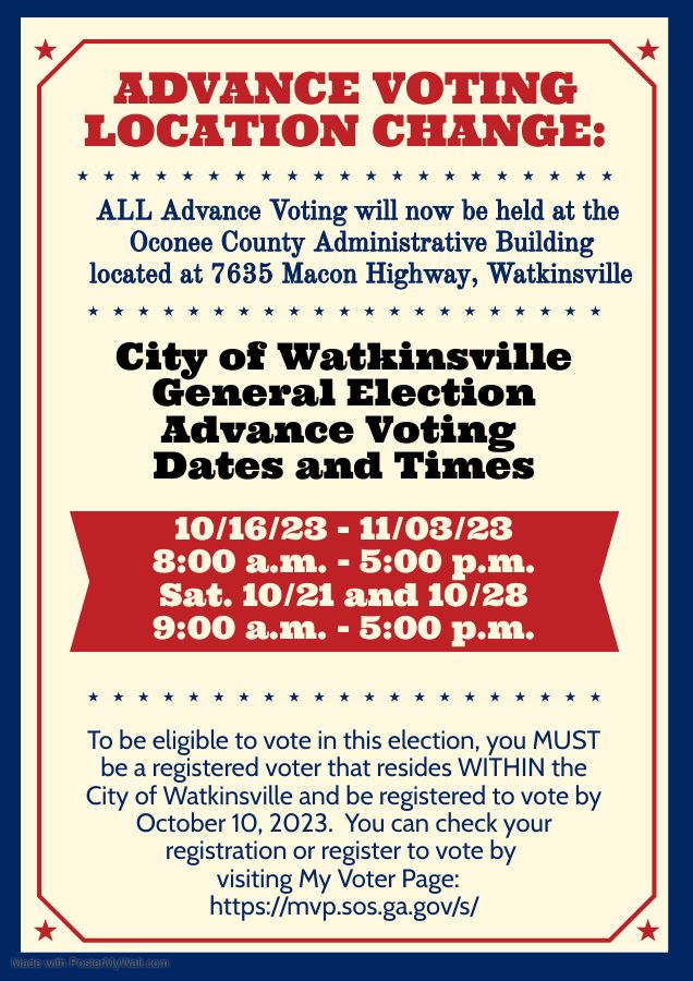 Advance Voting Flyer City of Watkinsville