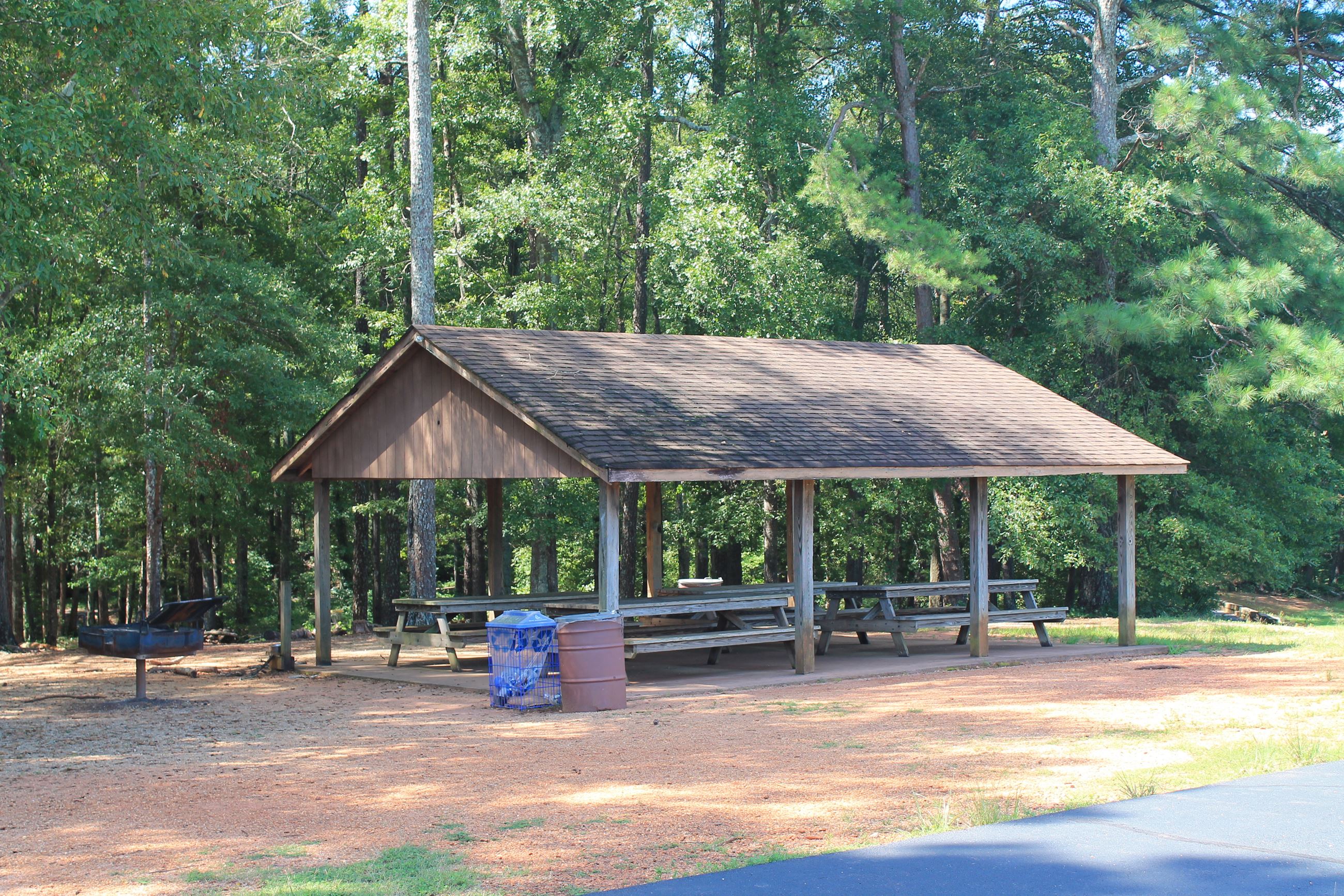 Pavilion at Herman C Michael Park with grill and picnic tables