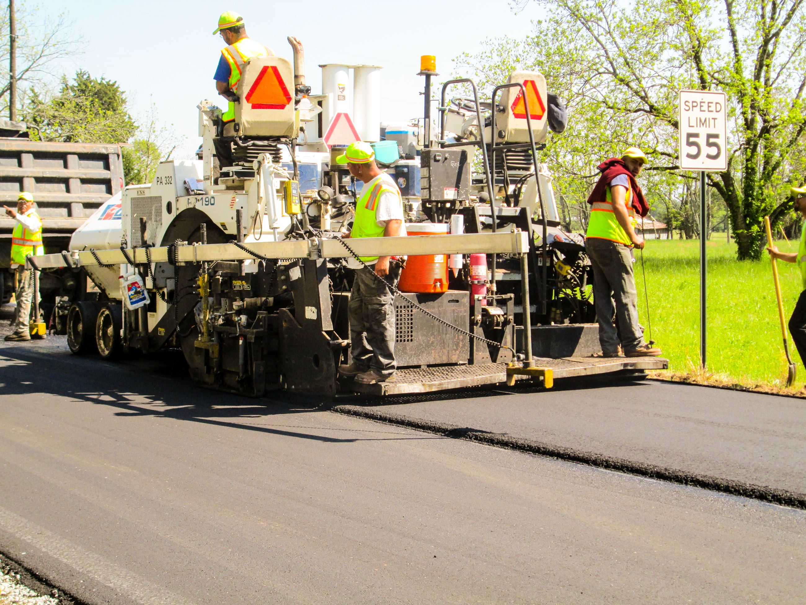 Photo of Public Works Personnel Paving a Road